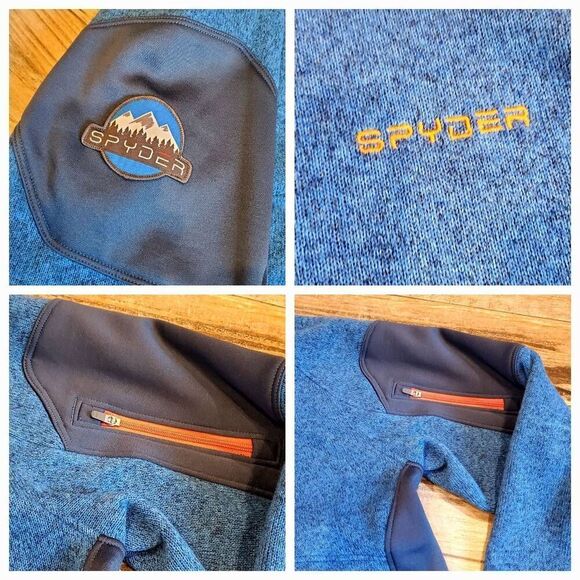 🔸️Spyder Empire Blue Heathered Full Zip Lightweight Jacket Men's Large - Picture 8 of 12